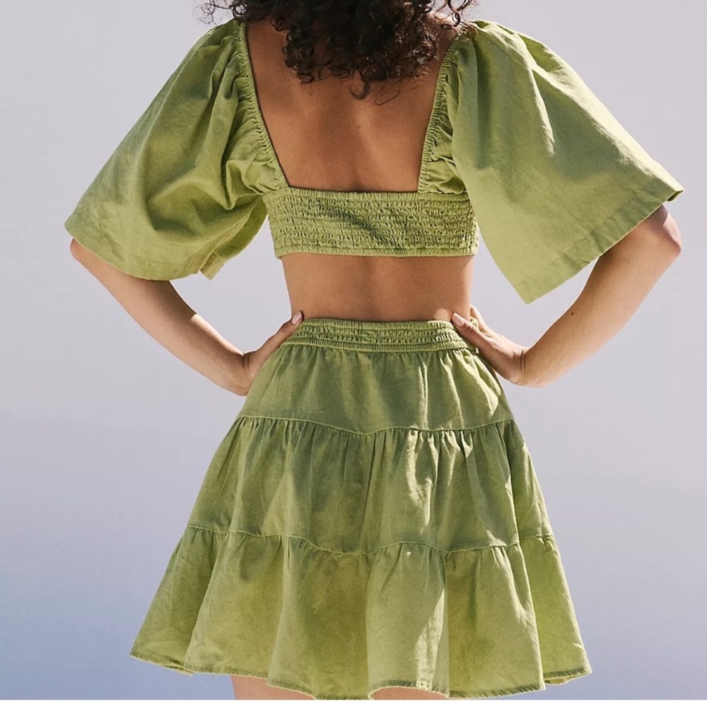 Free People Cross of Sunlight Mini Dress - Size S - Chartreuse Bright Green - Picture 2 of 11